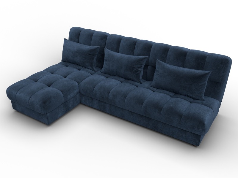 Диван угловой Лига-116 НПБ угол левый, Велюр, TOWER 13 синий