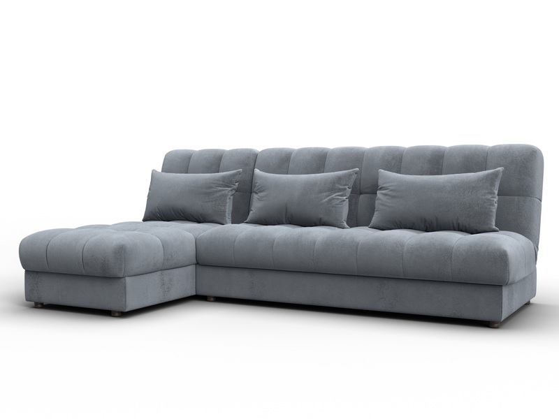 Диван угловой Лига-116 НПБ угол левый, Велюр, TOWER 10 серый