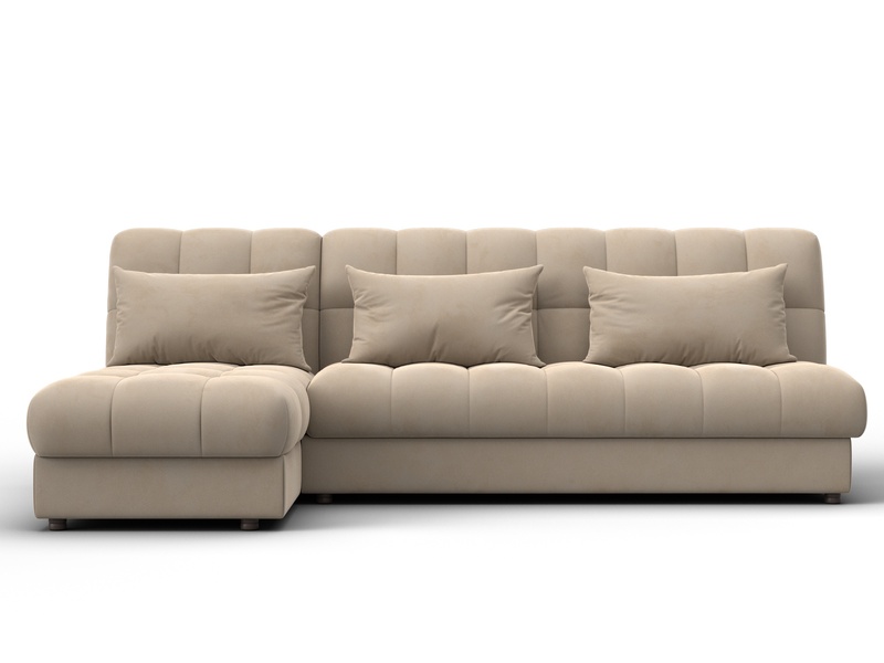 Диван угловой Лига-116 НПБ угол левый, Велюр, SEVEN 729 бежевый