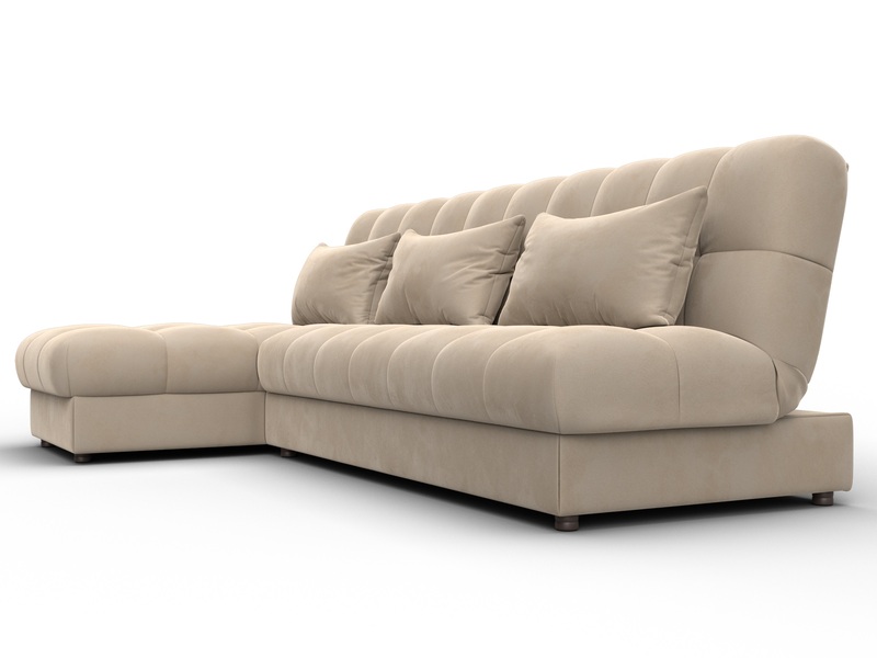 Диван угловой Лига-116 НПБ угол левый, Велюр, SEVEN 729 бежевый