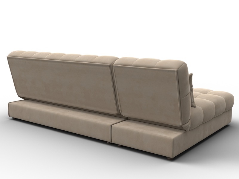 Диван угловой Лига-116 НПБ угол левый, Велюр, SEVEN 729 бежевый