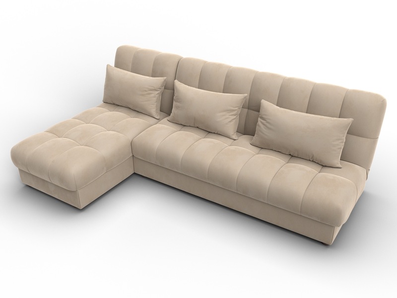 Диван угловой Лига-116 НПБ угол левый, Велюр, SEVEN 729 бежевый