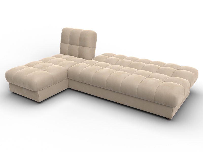 Диван угловой Лига-116 НПБ угол левый, Велюр, SEVEN 729 бежевый