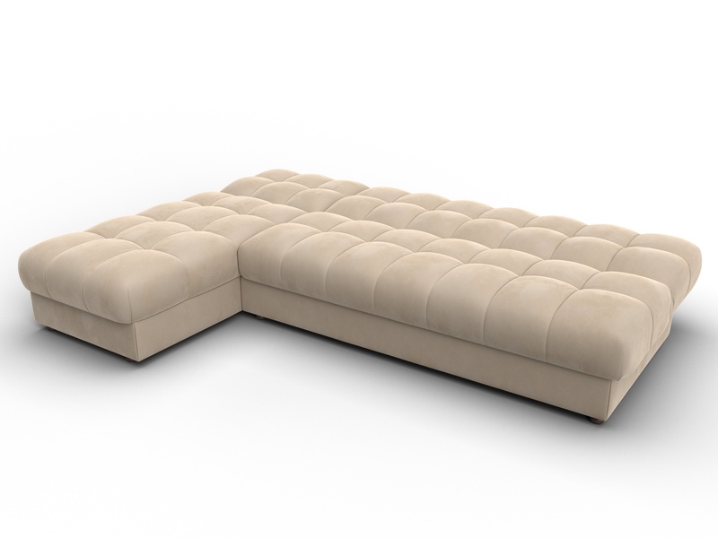 Диван угловой Лига-116 НПБ угол левый, Велюр, SEVEN 729 бежевый