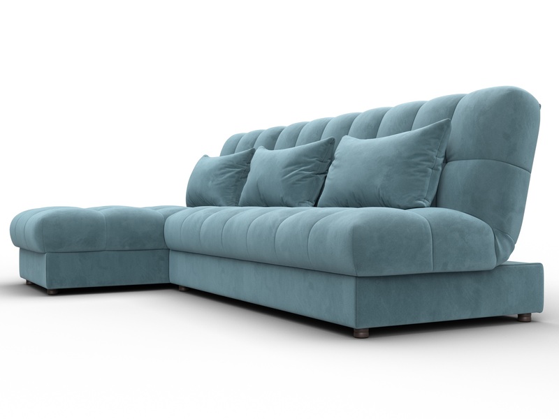 Диван угловой Лига-116 НПБ угол левый, Велюр, SEVEN 113 бирюзовый