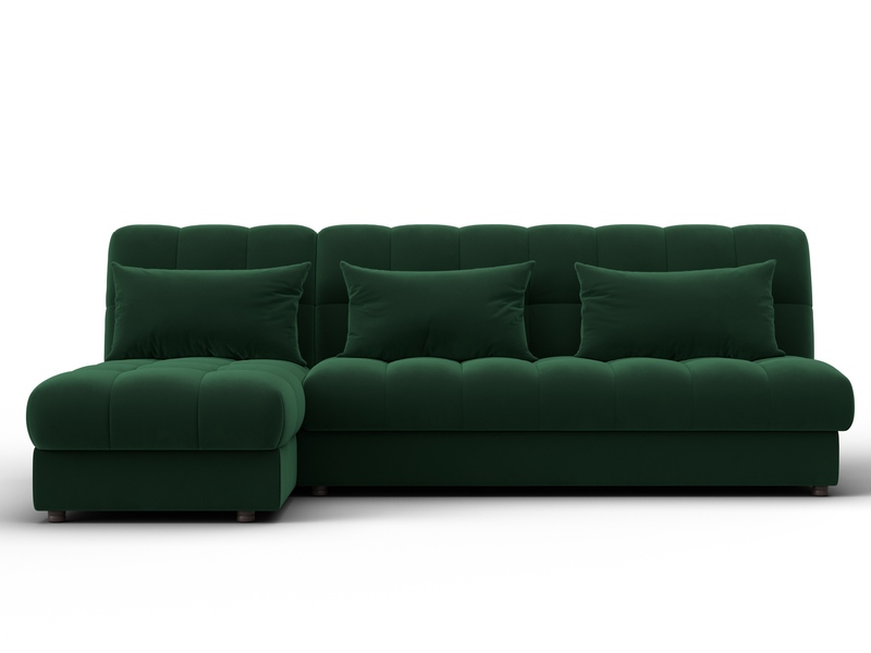 Диван угловой Лига-116 НПБ угол левый, Велюр, SEVEN 626 зеленый