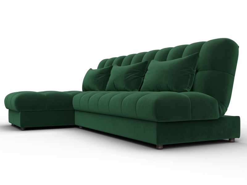 Диван угловой Лига-116 НПБ угол левый, Велюр, SEVEN 626 зеленый