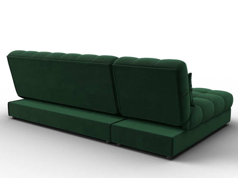 Диван угловой Лига-116 НПБ угол левый, Велюр, SEVEN 626 зеленый