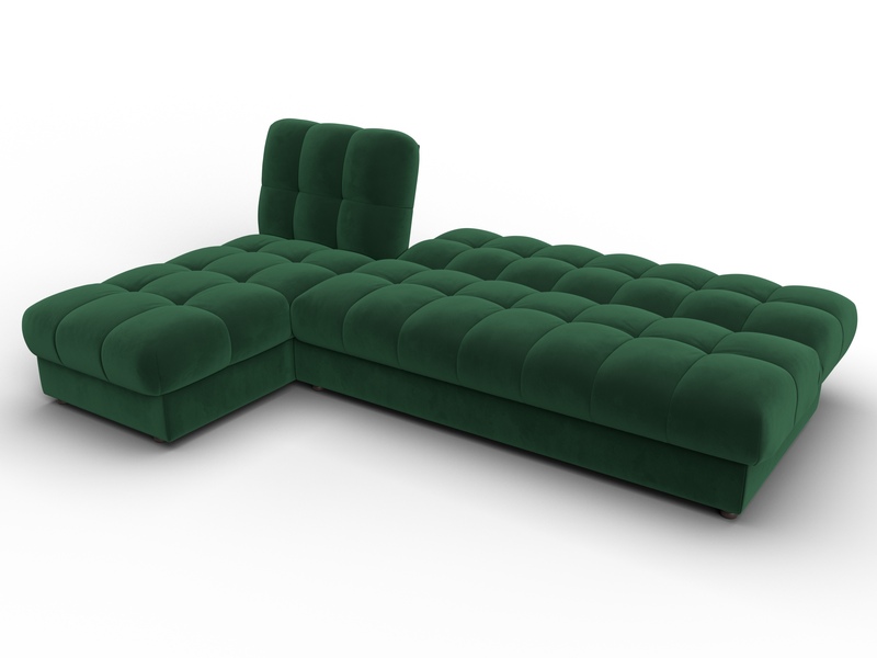 Диван угловой Лига-116 НПБ угол левый, Велюр, SEVEN 626 зеленый