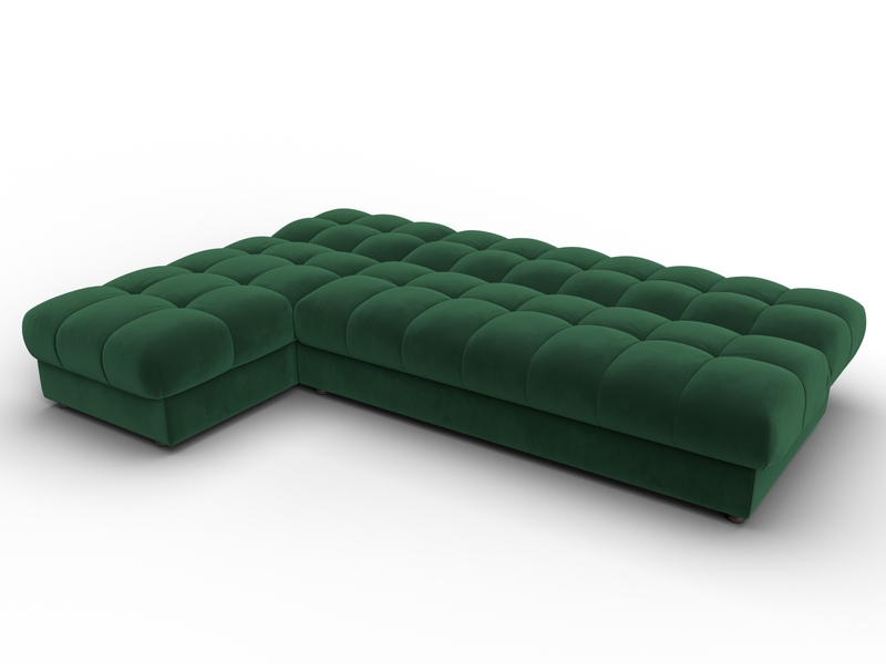 Диван угловой Лига-116 НПБ угол левый, Велюр, SEVEN 626 зеленый