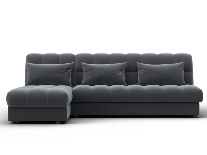 Диван угловой Лига-116 НПБ угол левый, Велюр, SEVEN 17 серый