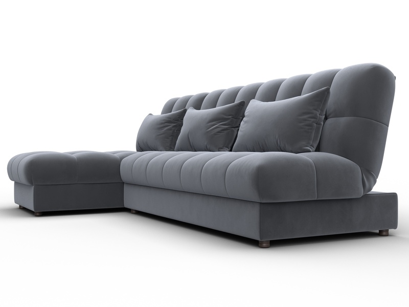 Диван угловой Лига-116 НПБ угол левый, Велюр, SEVEN 17 серый