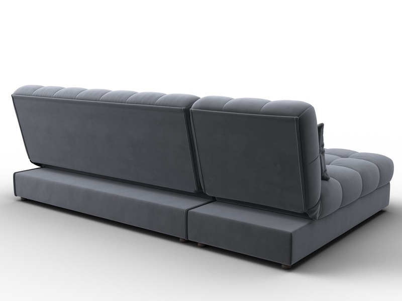 Диван угловой Лига-116 НПБ угол левый, Велюр, SEVEN 17 серый