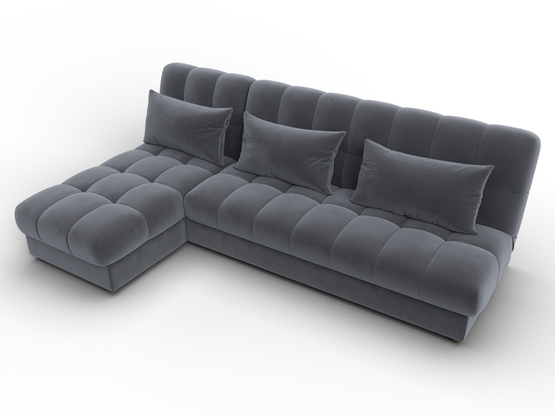 Диван угловой Лига-116 НПБ угол левый, Велюр, SEVEN 17 серый