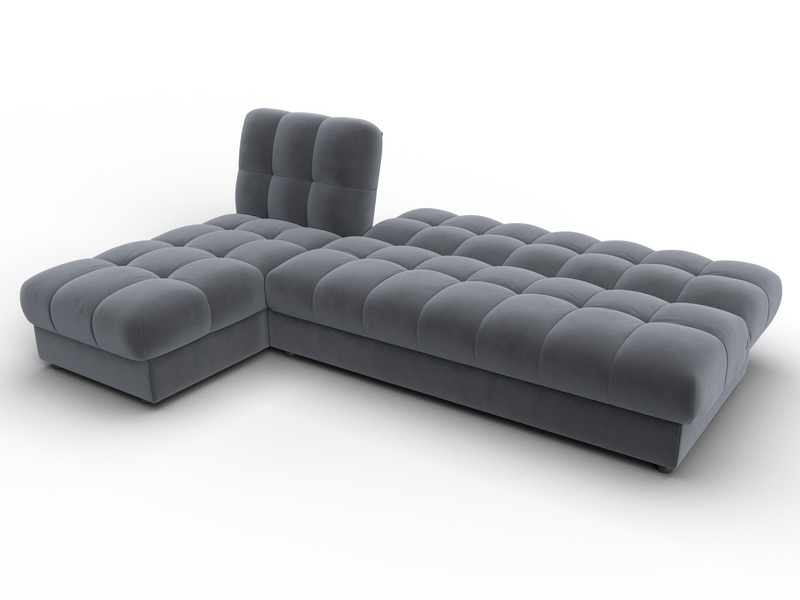 Диван угловой Лига-116 НПБ угол левый, Велюр, SEVEN 17 серый