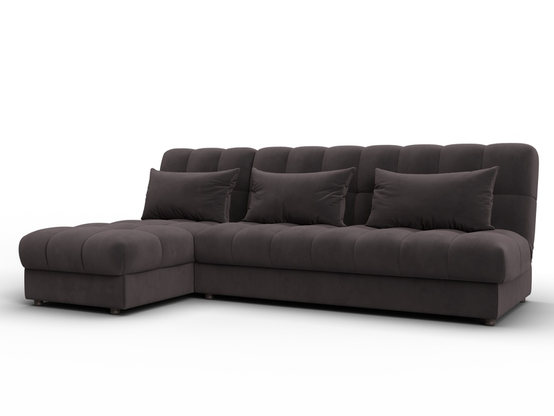 Диван угловой Лига-116 НПБ угол левый, Велюр, SEVEN 727 коричневый