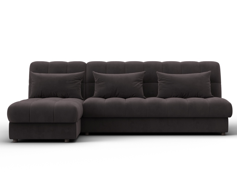 Диван угловой Лига-116 НПБ угол левый, Велюр, SEVEN 727 коричневый