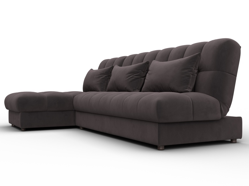 Диван угловой Лига-116 НПБ угол левый, Велюр, SEVEN 727 коричневый