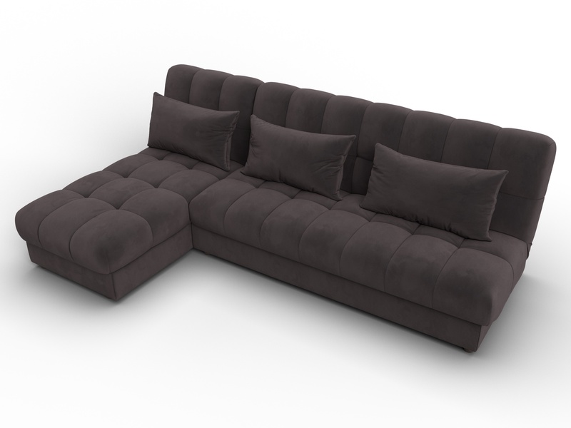 Диван угловой Лига-116 НПБ угол левый, Велюр, SEVEN 727 коричневый