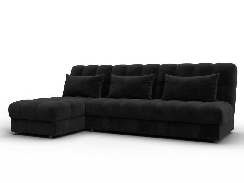 Диван угловой Лига-116 НПБ угол левый, Велюр, SEVEN 35 черный
