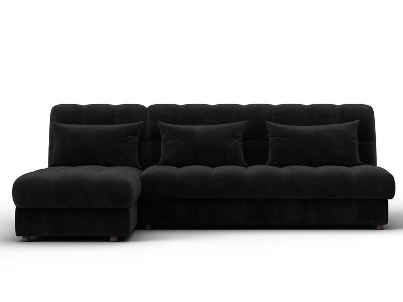 Диван угловой Лига-116 НПБ угол левый, Велюр, SEVEN 35 черный