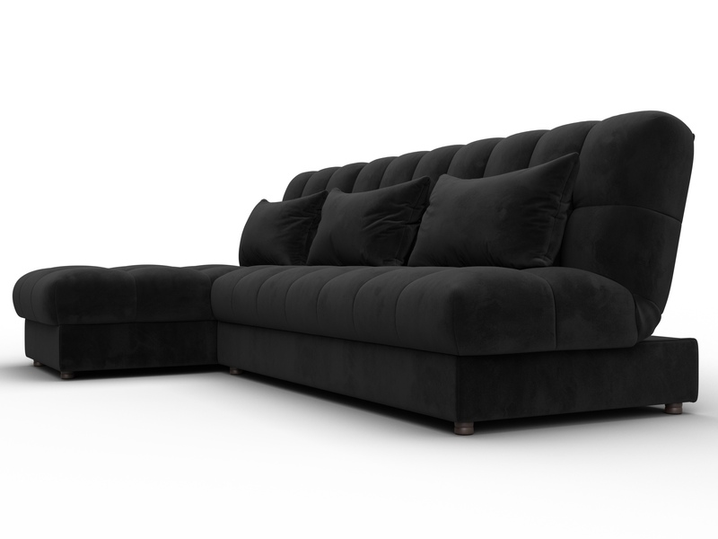 Диван угловой Лига-116 НПБ угол левый, Велюр, SEVEN 35 черный