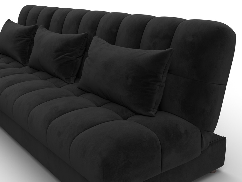 Диван угловой Лига-116 НПБ угол левый, Велюр, SEVEN 35 черный