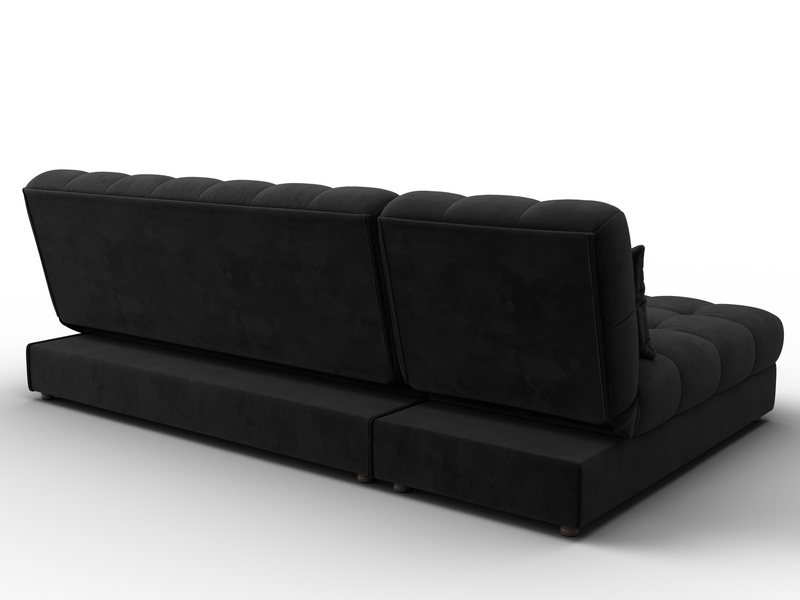 Диван угловой Лига-116 НПБ угол левый, Велюр, SEVEN 35 черный