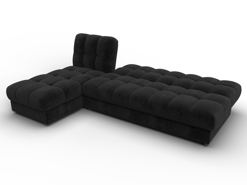 Диван угловой Лига-116 НПБ угол левый, Велюр, SEVEN 35 черный