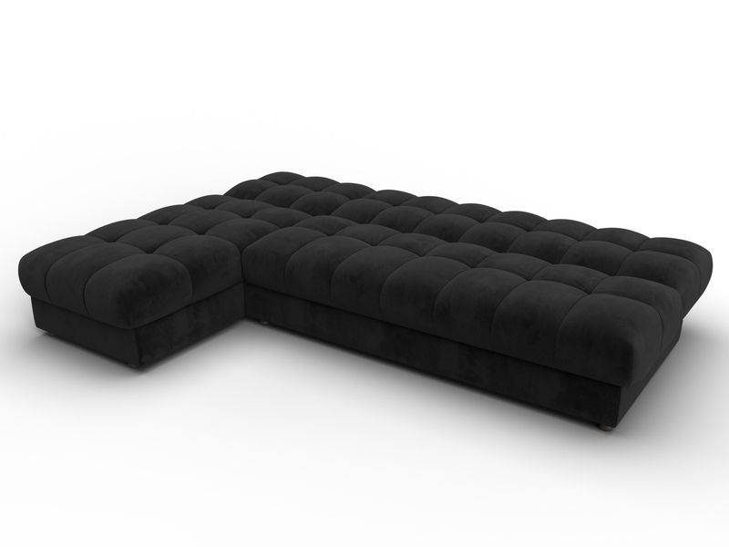 Диван угловой Лига-116 НПБ угол левый, Велюр, SEVEN 35 черный