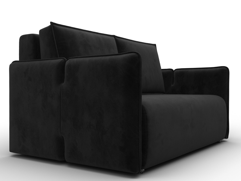 Диван прямой Лига-117, Велюр, SEVEN 35 черный
