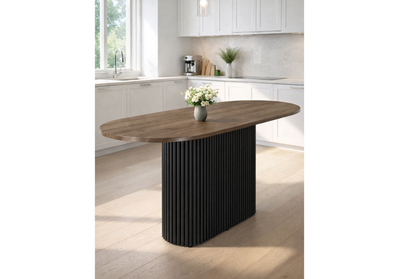 Стол деревянный, Барон О 180 х 90 дуб кантри пленка / черные ноги