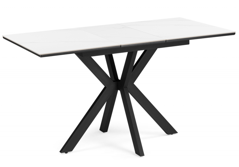 Керамический стол, Гардинг 100(130)x70 белый мрамор / черный