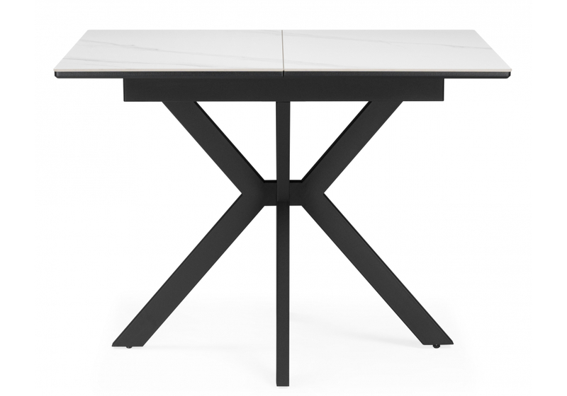 Керамический стол, Гардинг 100(130)x70 белый мрамор / черный