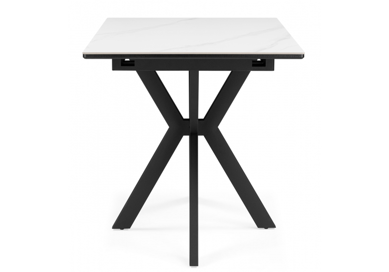 Керамический стол, Гардинг 100(130)x70 белый мрамор / черный