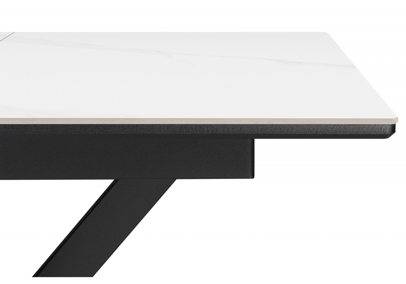 Керамический стол, Гардинг 100(130)x70 белый мрамор / черный
