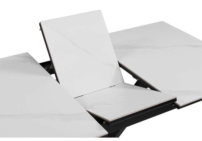 Керамический стол, Гардинг 100(130)x70 белый мрамор / черный