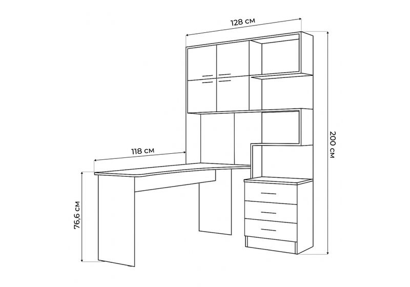 Компьютерный стол, Эльброни левый белый