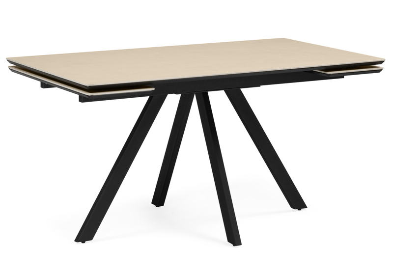 Керамический стол, Вилли 120(180)х80 okara light yellow / черный