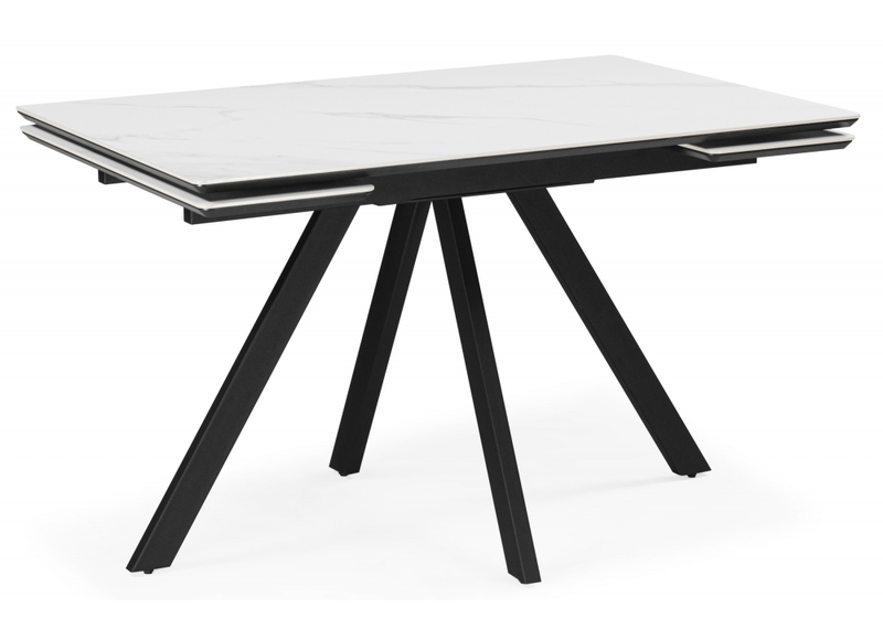 Керамический стол, Вилли 120(180)х80 snow alpin white / черный