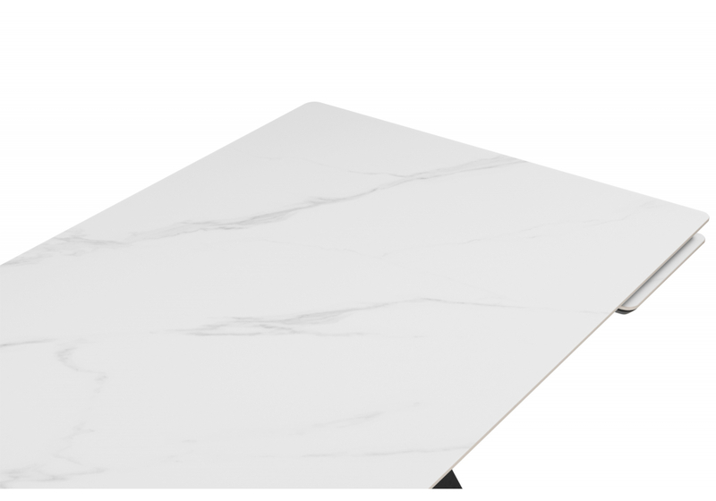Керамический стол, Вилли 120(180)х80 snow alpin white / черный