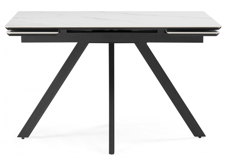 Керамический стол, Вилли 120(180)х80 snow alpin white / черный