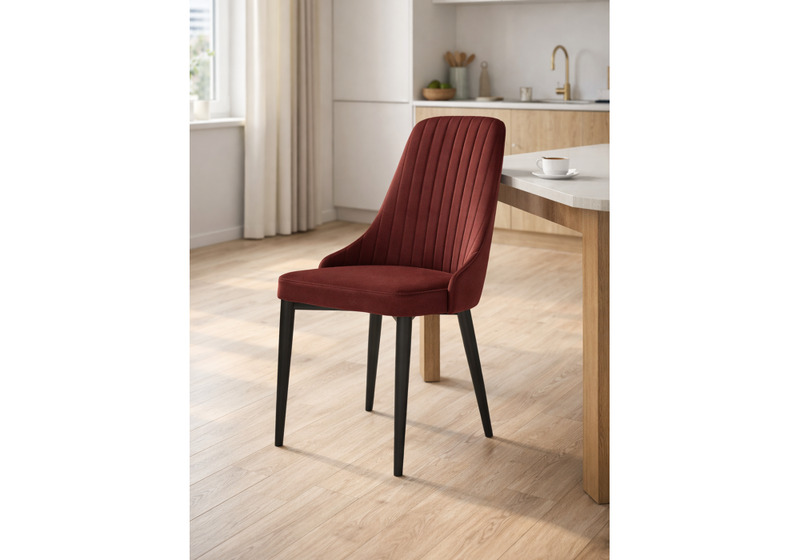 Стул на металлокаркасе, Kora wine red / black