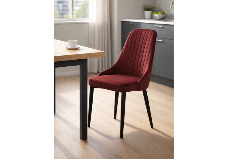 Стул на металлокаркасе, Kora wine red / black