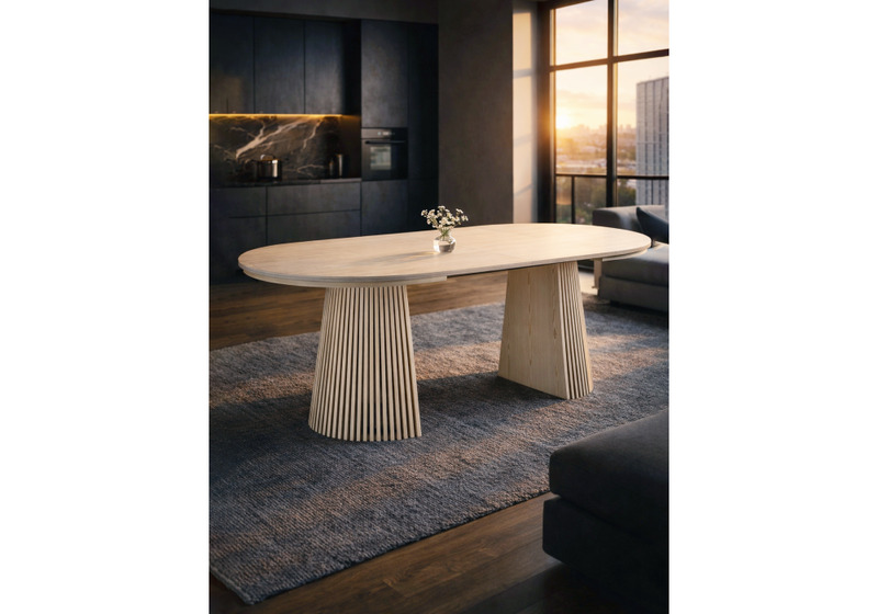 Стол деревянный, Mersin 120(200)x120 шпон дуба / бук