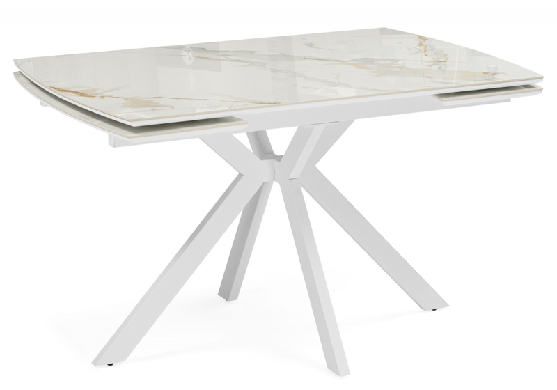 Керамический стол, Катчел-2 120(180)x80 calacatta gold / белый