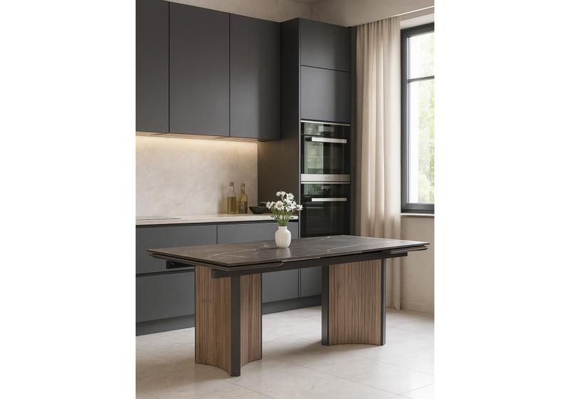 Керамический стол, Саливан 180x90 nero marquina / дуб бомонд лофт