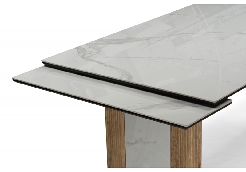 Керамический стол, Бернардо 180x90 statuario titan gloss / дуб монтана