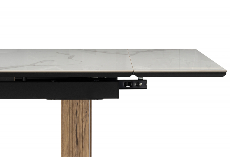 Керамический стол, Бернардо 180x90 statuario titan gloss / дуб монтана