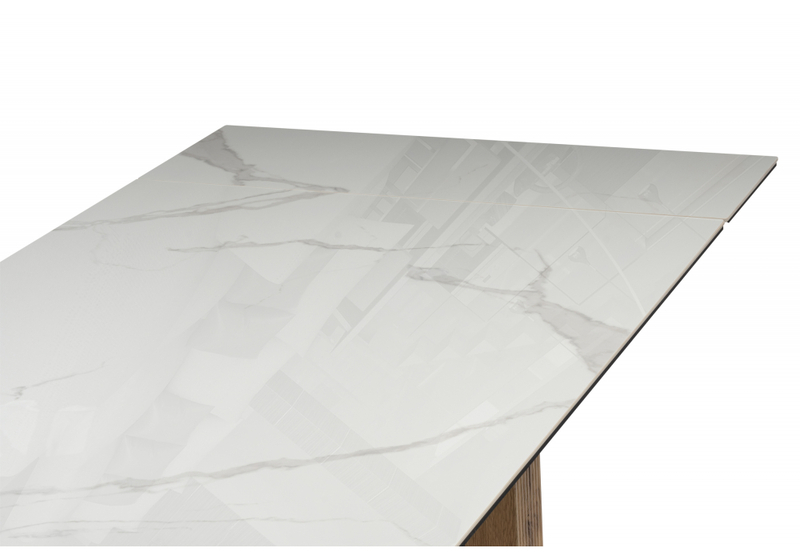Керамический стол, Бернардо 180x90 statuario titan gloss / дуб монтана